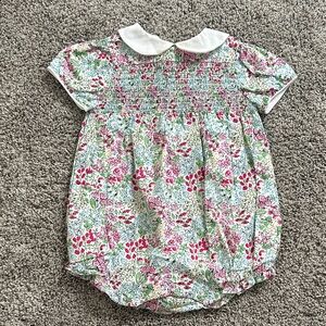 Floral Baby Romper with Peter Pan Collar